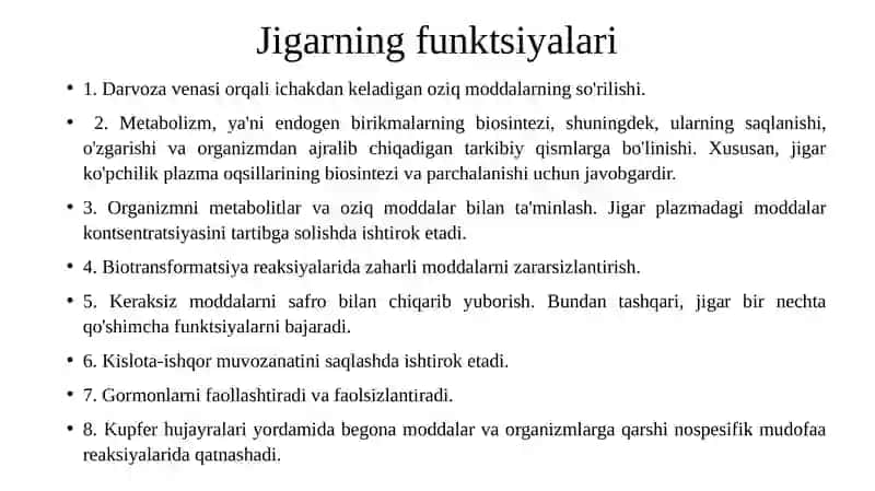 Jigarning funktsiyalari 3