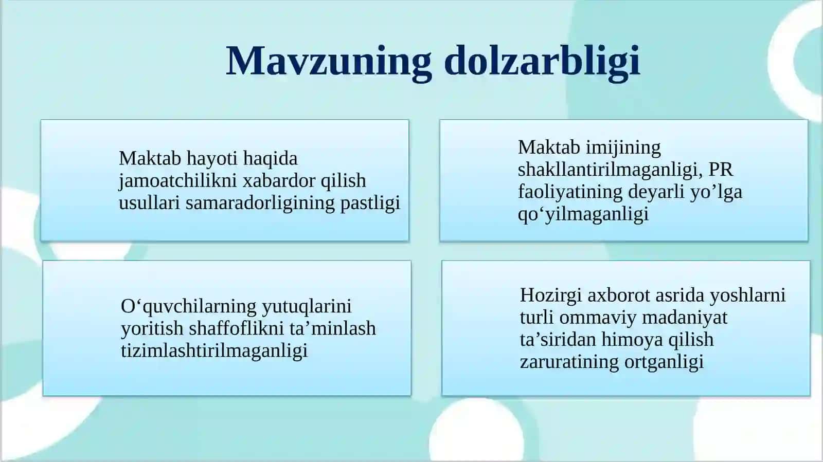 Maktabning ommaviy axborot vositalari bilan ishlash samaradorligini oshirish 3