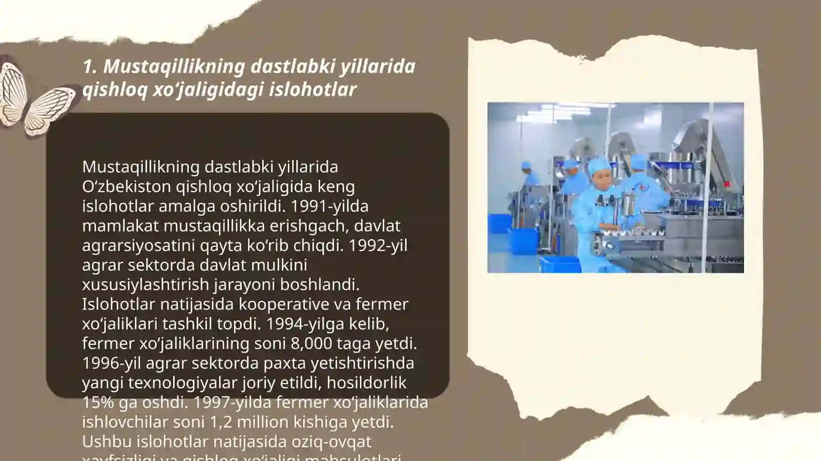 Mustaqillik yillarida qishloq xo‘jaligi va sanoat sohasidagi o‘zgarishlar 3