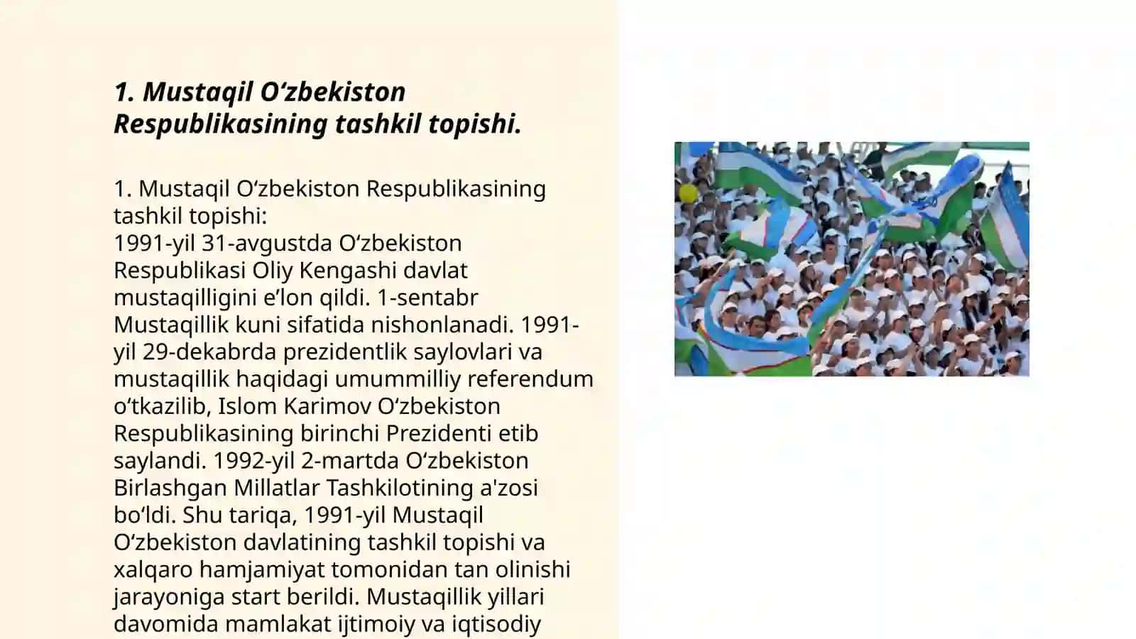 Mustaqil O‘zbekiston Respublikasining tashkil topishi 3