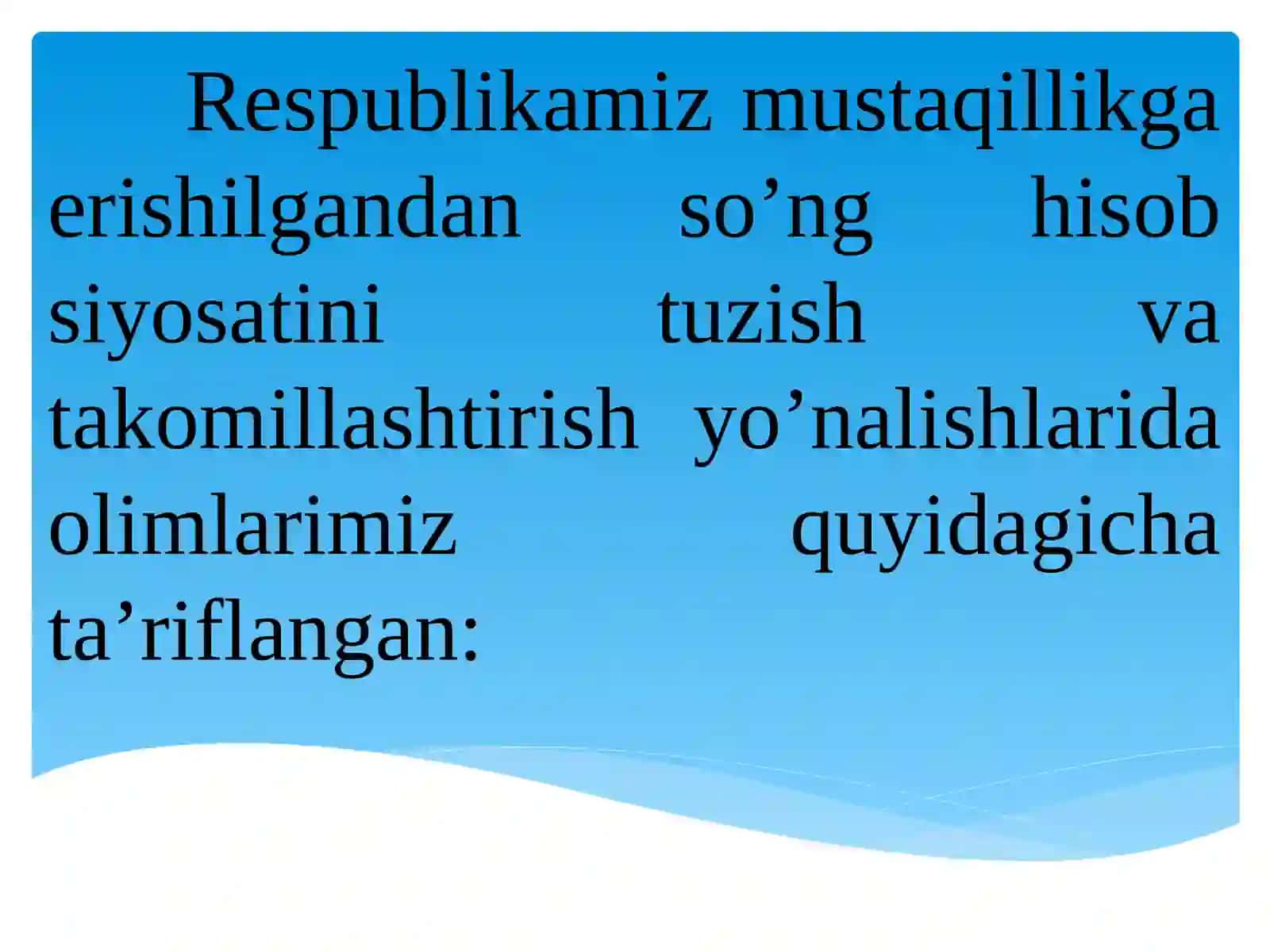 BOSHQARUV HISOBI TIZIMIDA HISOB SIYOSATI 3