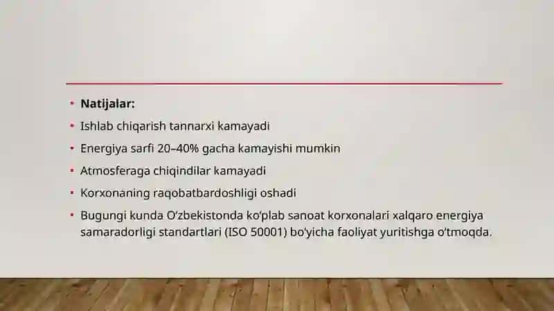 Energiya tejarnkor zamonaviy texnologiyalar sanoat va xizmat ko‘rsatish sohalarini rivojlantirishda tutgan o‘rni 3