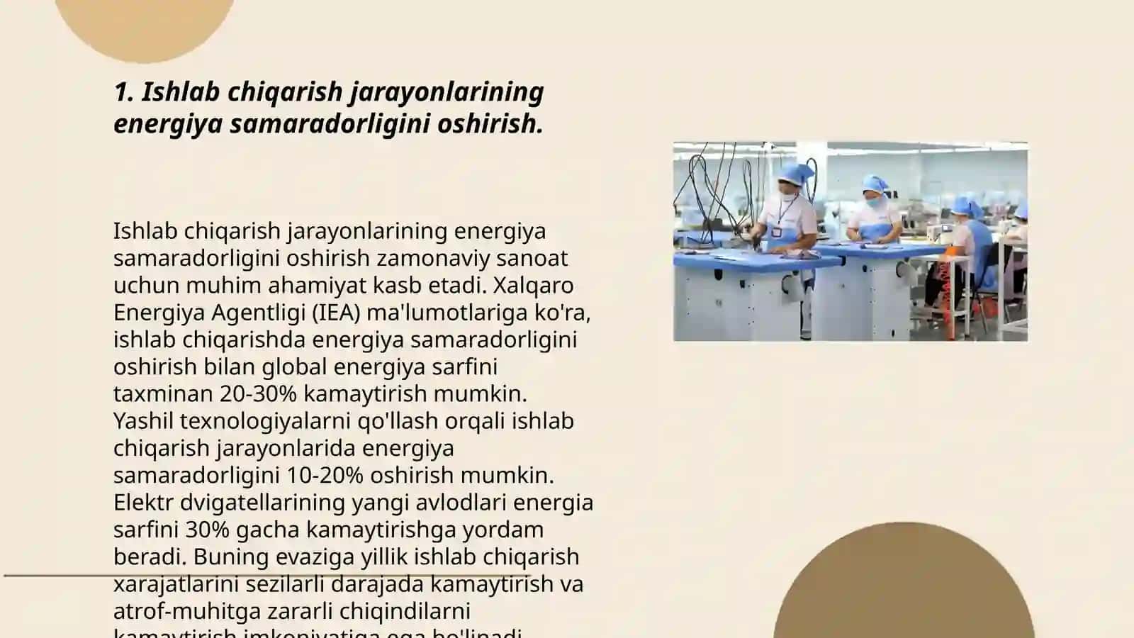 Ishlab chiqarish jarayonlari va texnalogiyalarni optimallashtirish orqali energiya samaradorligini baholash 3