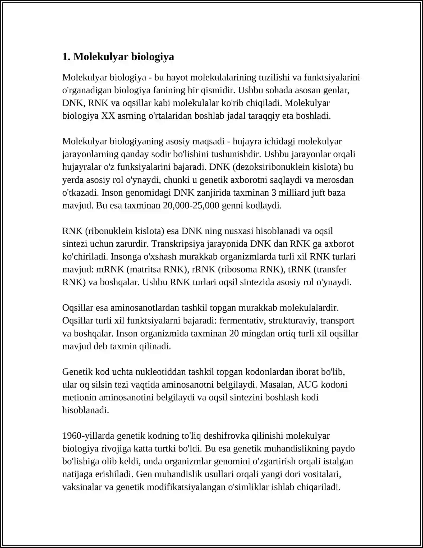 HAYOTNING MOLEKULYAR DARAJASI 3