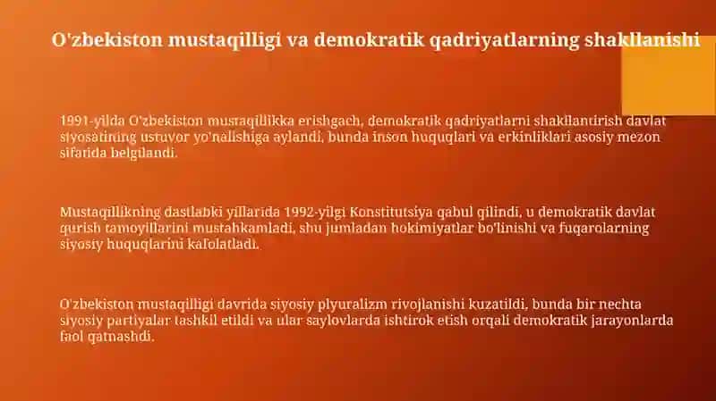 O'zbekistonda demokratik fuqarolik jamiyati asoslarining shakillanishi 3