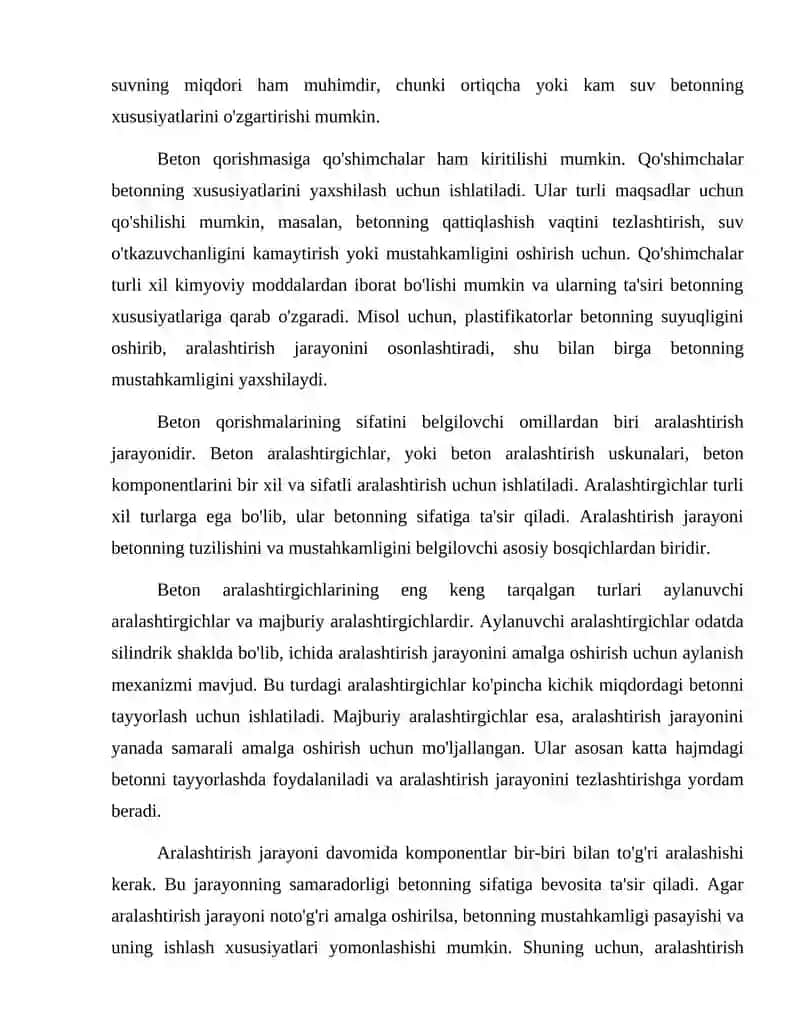 Beton qorishmalarini tayorlash, qorishma aralashtirgichlar 3