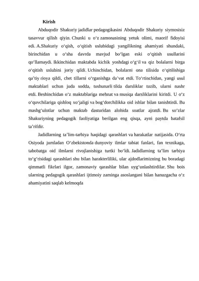 Abduqodir Shakuriyning ta’lim tarbiyani rivojlantirishda tutgan o‘rni 3
