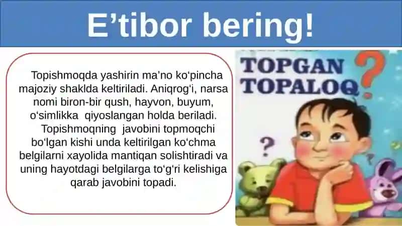 Topishmoqlar 3