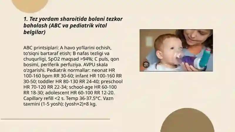 Kechiktirib bo'lmaydigan holatlarda bola va uning oilasiga hamshiralik parvarishi 3