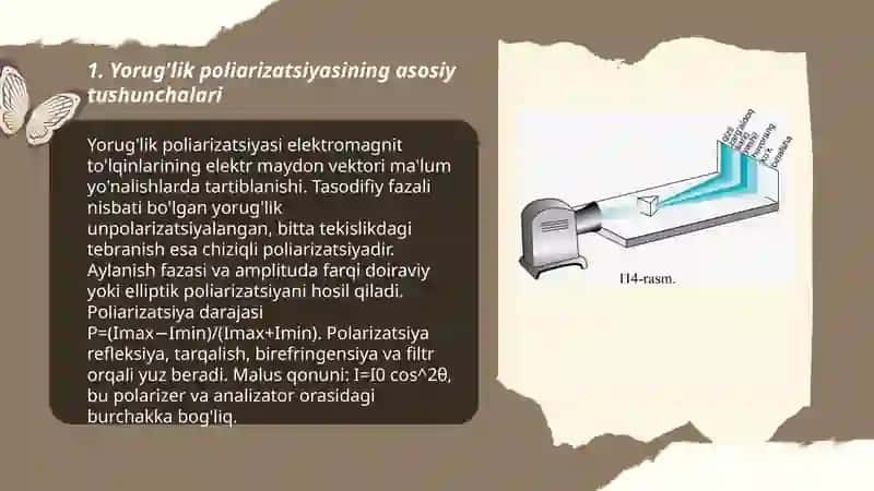 Yorug'likning poliyarizatsiyasi. Yorug'lik dispersiyasi 3