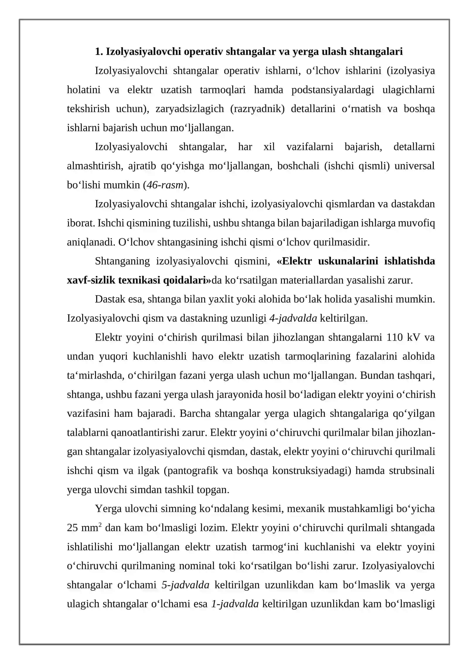 Izolyasiyalovchi va Yerga Ulovgan Shtangalar 3