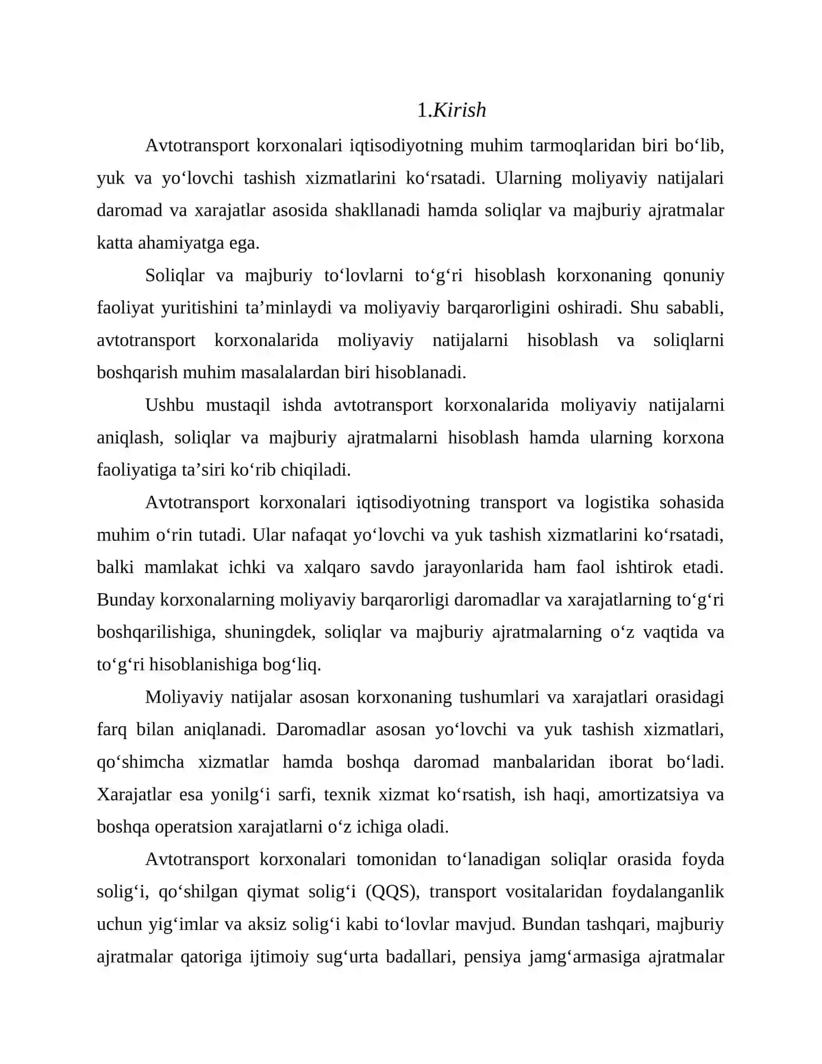 Avtotransport korxonalarida moliyaviy natijalar hamda soliqlar, majburiy ajratmalar va to‘lovlarning hisobi 3