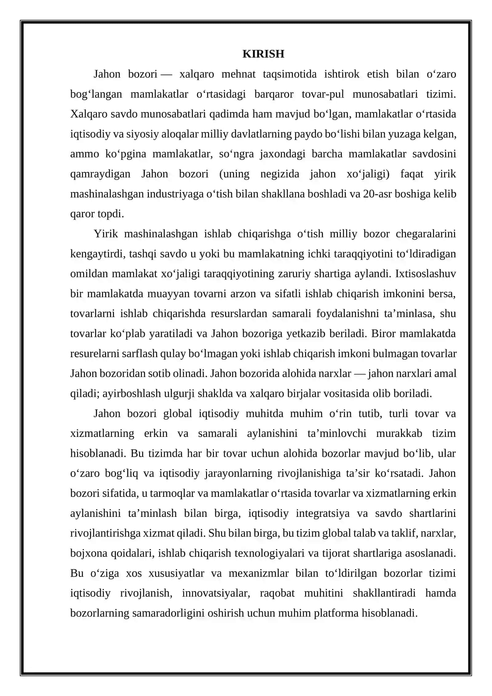 Jahon bozori individual tovar bozorlari tizimi sifatida 3