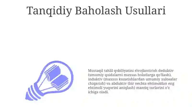 Tanqidiy Baholash Usullari 3