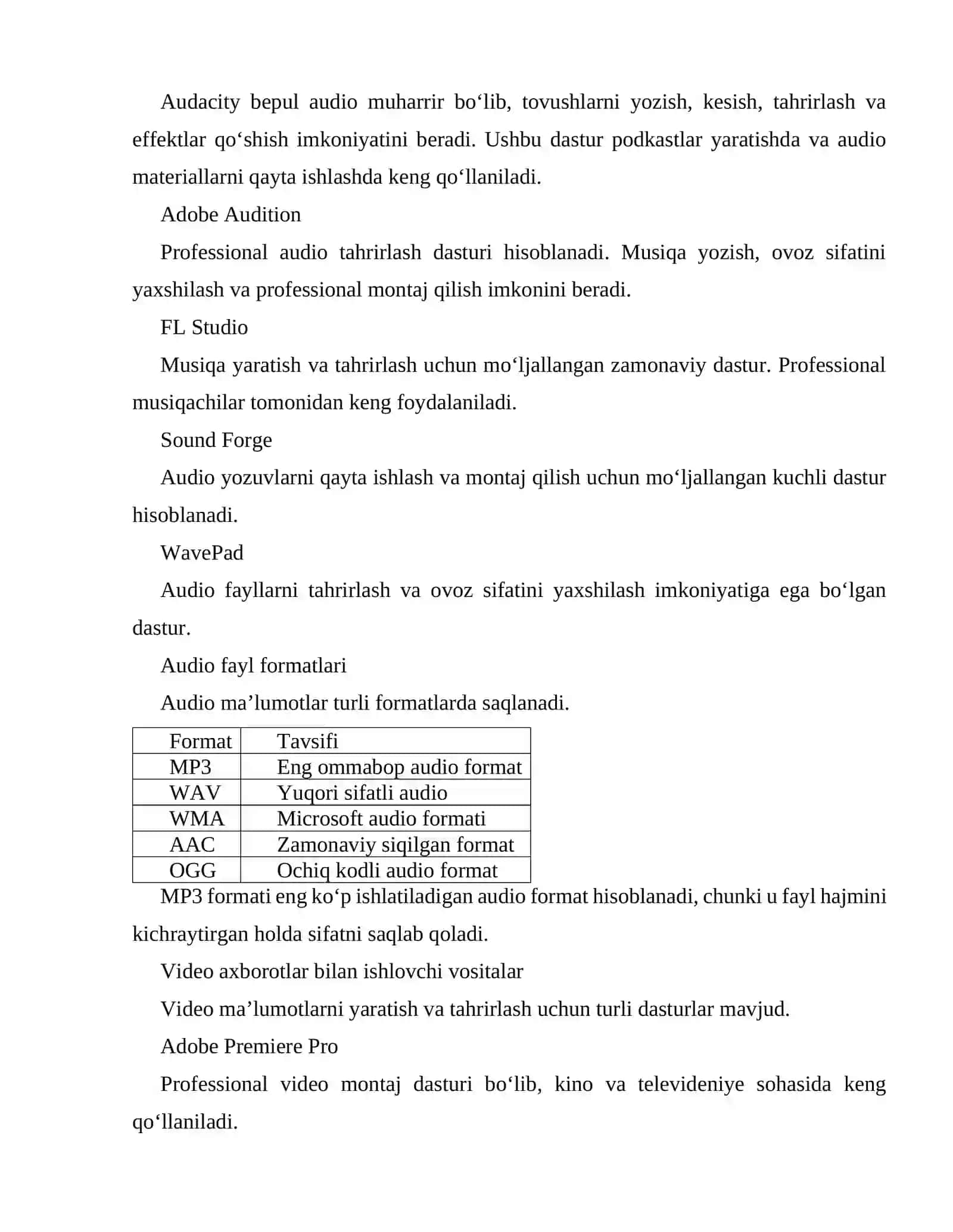 AUDIO VA VIDEO AXBOROTLAR BILAN ISHLOVCHI VOSITALAR 3