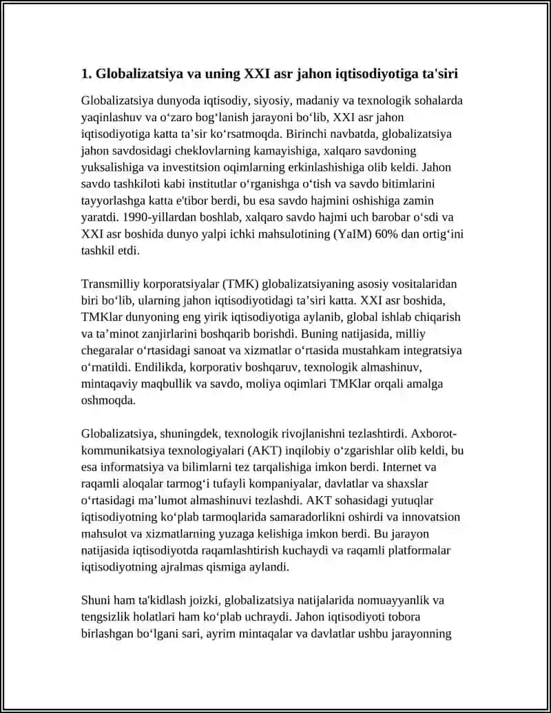 XXI ASR BOSHIDAGI JAHON IQTISODIYOTI VA UNING MUAMMOLARI 3