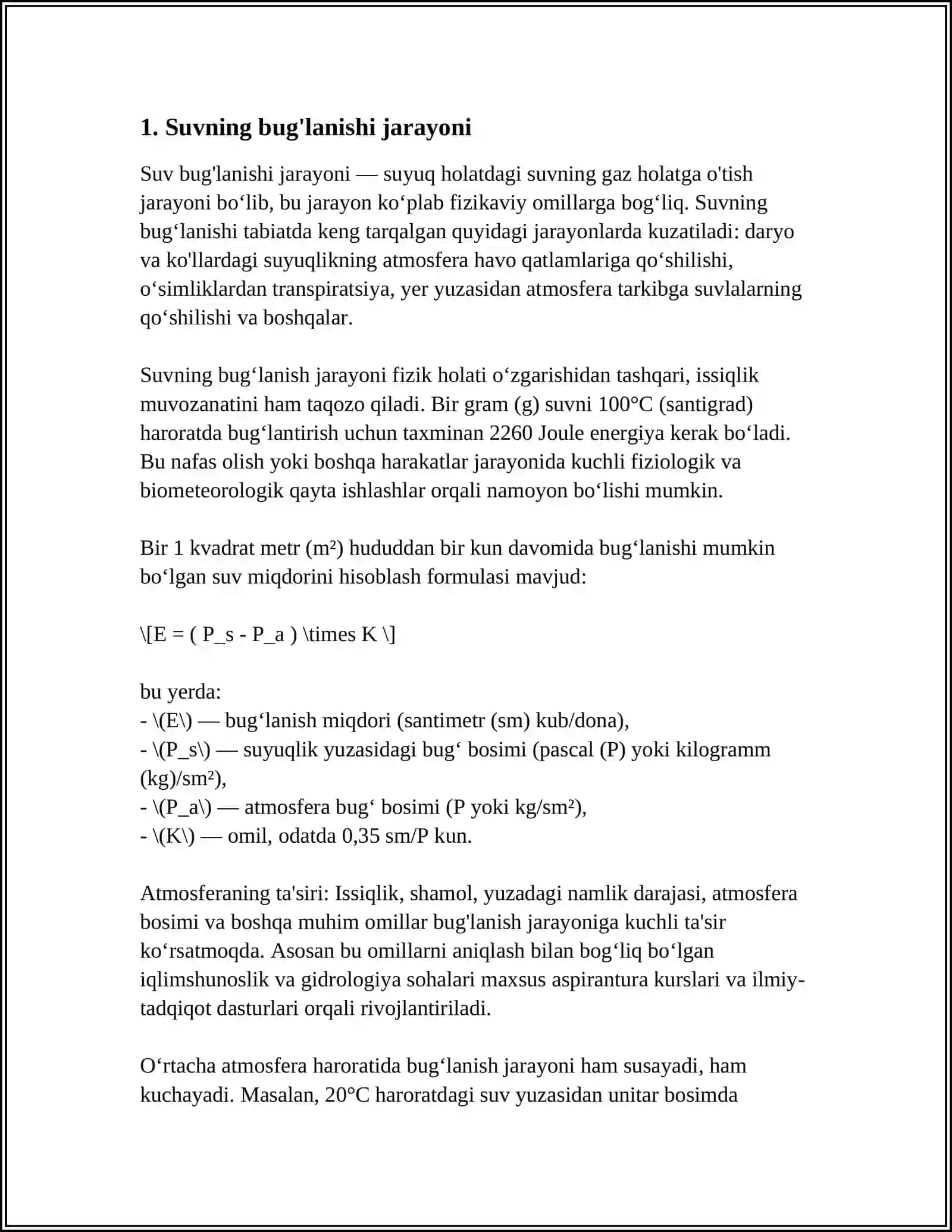 Qog'ozni quritishga sarf bo'ladigan issiqlik miqdori 3