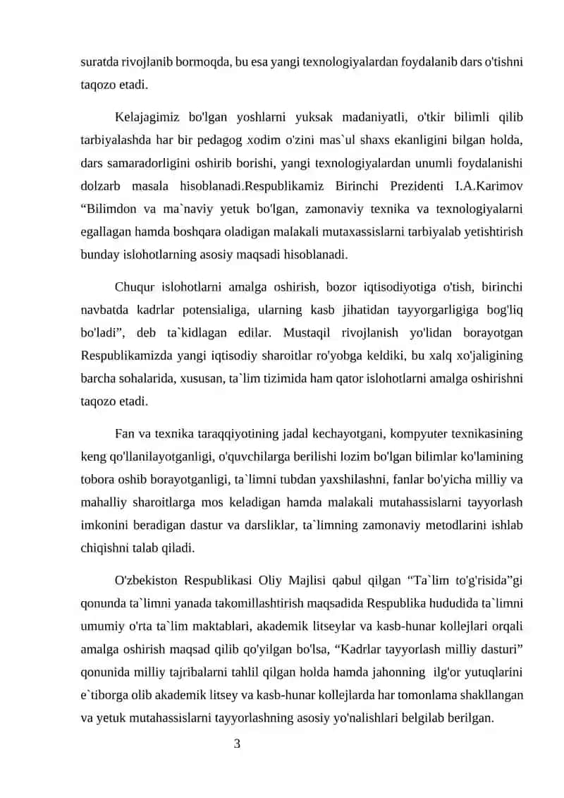 Ta'lim sohasida axborot texnologiya yordamida qilingan ishlar Individual loyiha 3