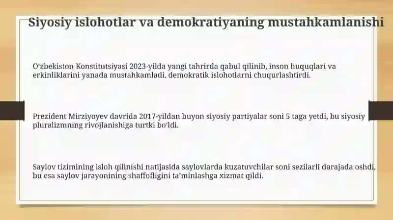 O‘zbekiston Konstitutsiyasi 2023-yilda yangi tahrirda qabul qilinib 3