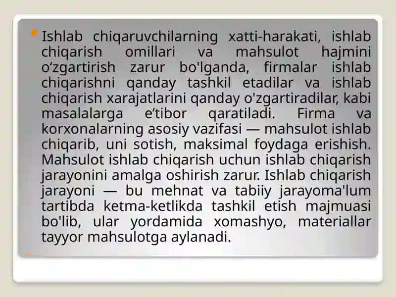 Ishlab chiqarish jarayoni va texnologiyalarning nazariy asoslari 3