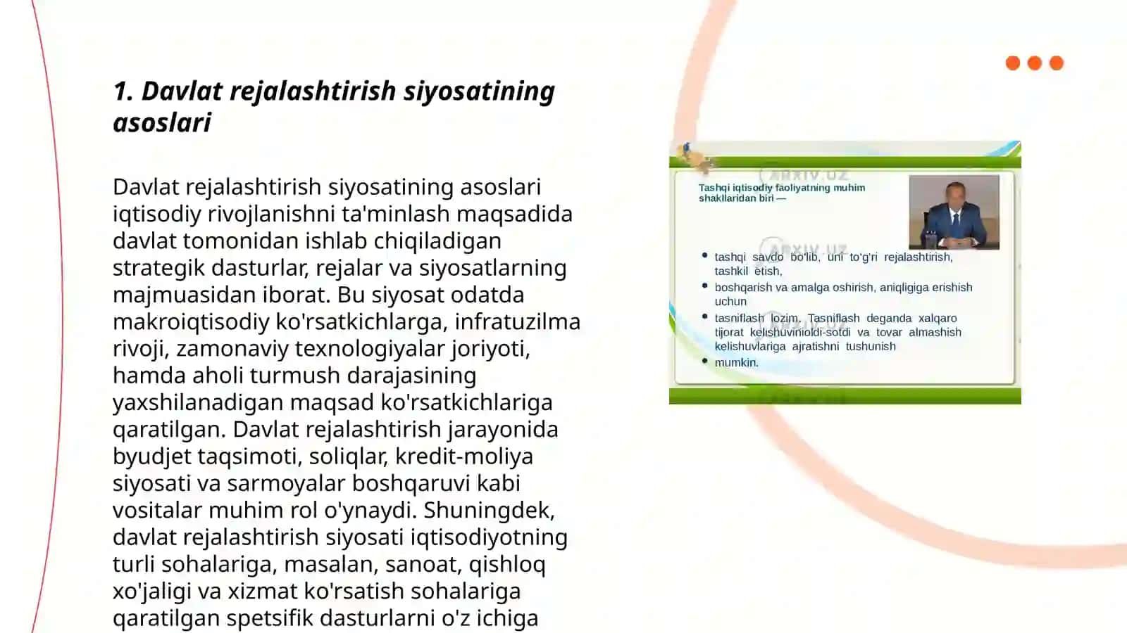 Davlatning ijtimoiy-iqtisodiy rivojlanishini dasturlash,prognozlashtirish va rejalashtirish siyosati 3