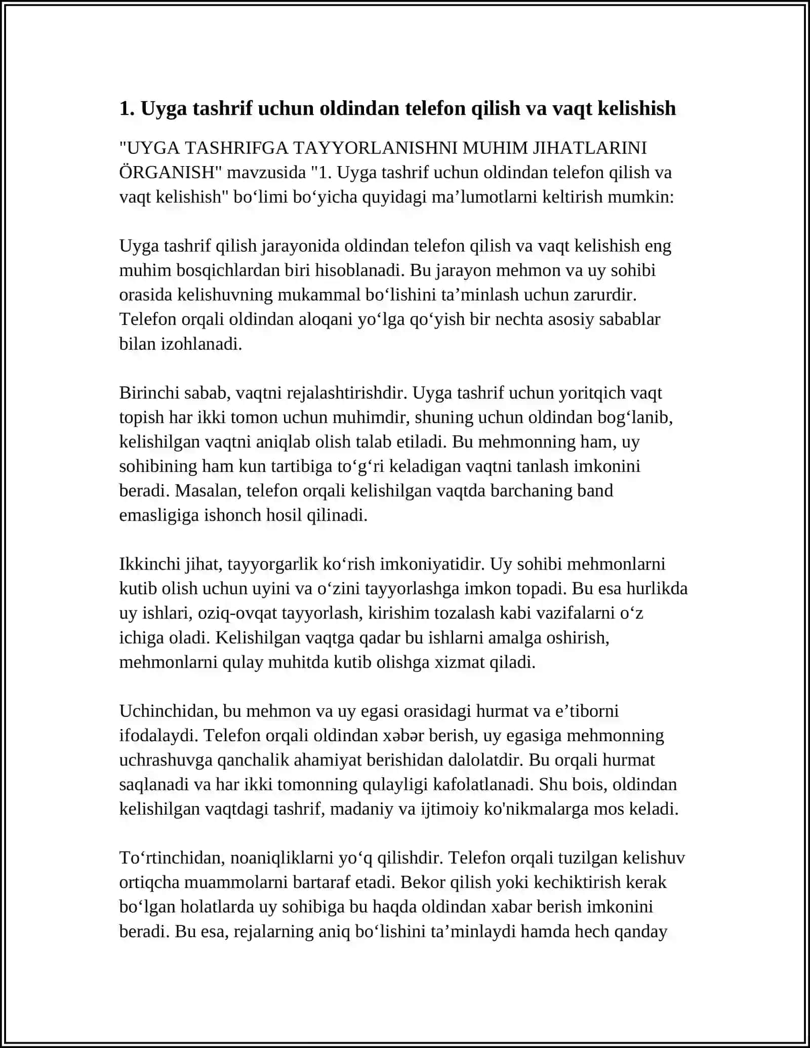 UYGA TASHRIFGA TAYYORLANISHNI MUHIM JIHATLARINI ÖRGANISH 3