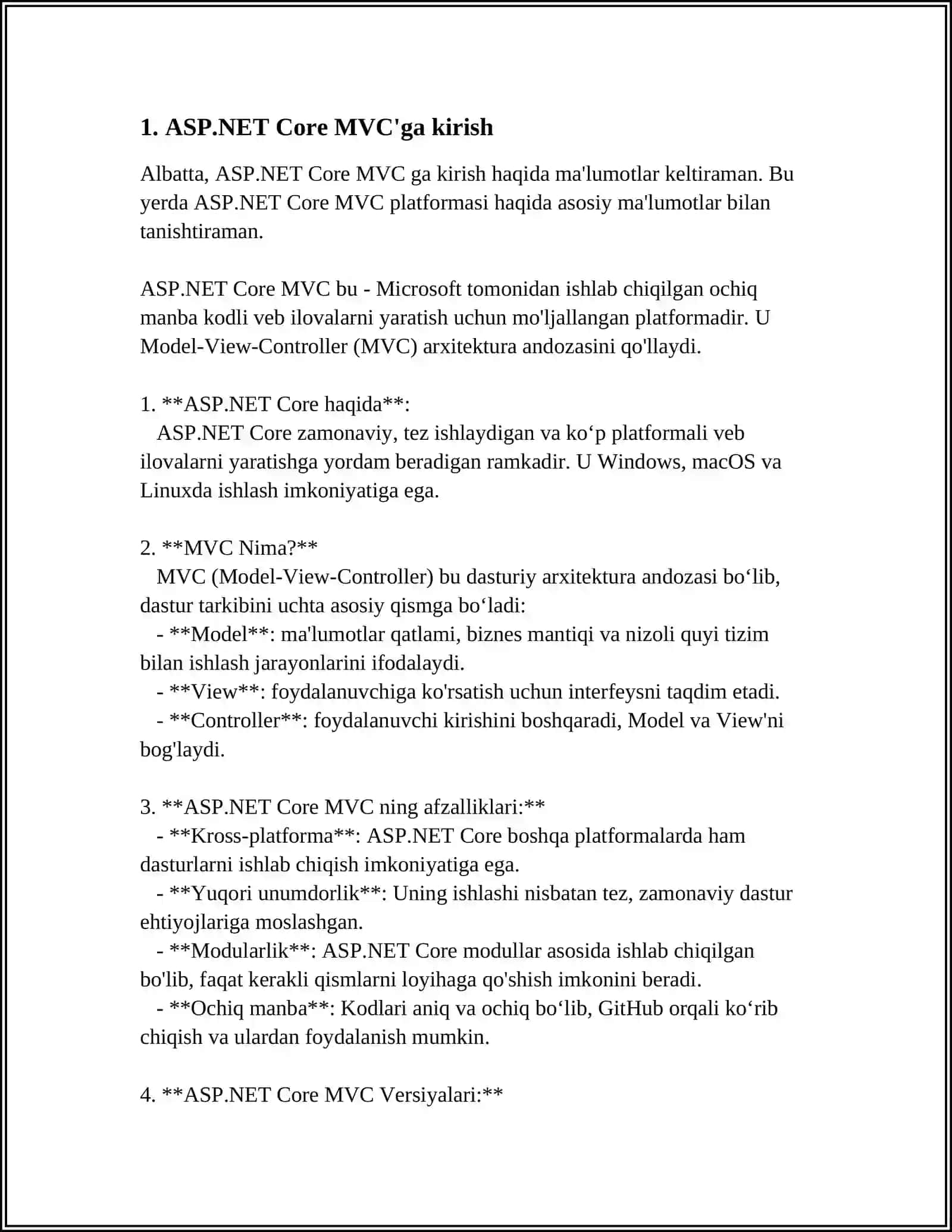 ASP.NET CORE MVS DA LOYIHA YARATISH 3