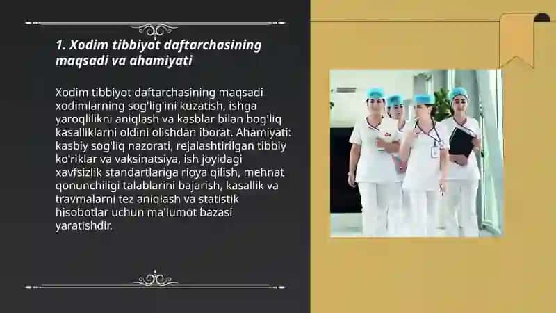Xodimlarning tibbiyot daftarchasini tuzish va undan foydalanish 3
