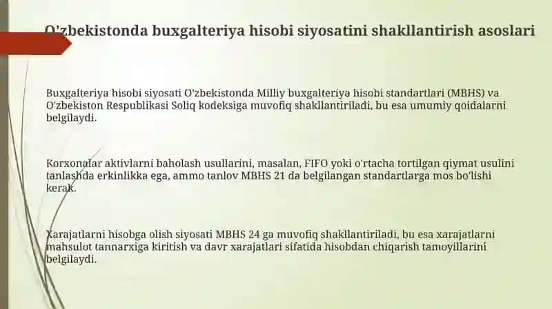 O'zbekiston Respublikasi Korxonalarida Hisob Siyosati 3