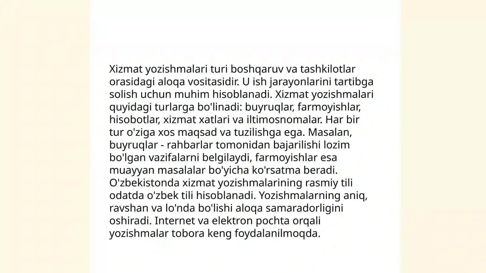 Xizmat yozishmalari 3
