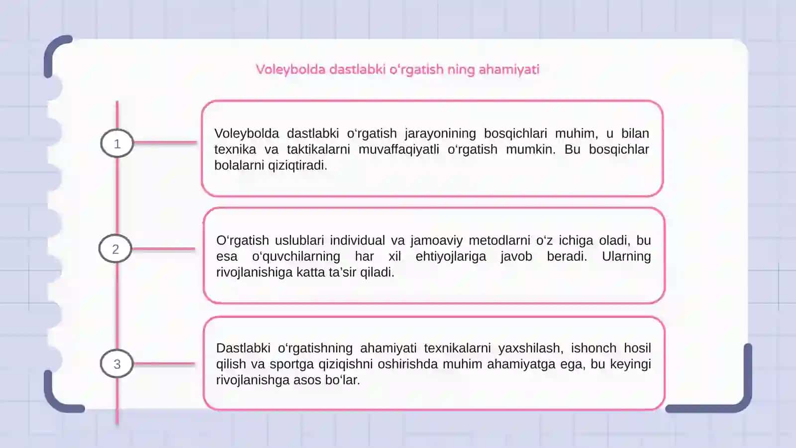 Voleybolda dastlabki o‘rgatish jarayonining bosqichlari va uslublari 3