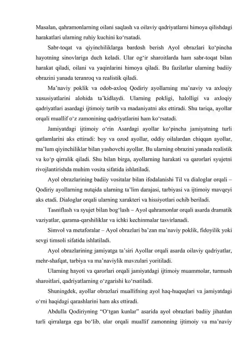 ABDULLA QODIRIYNING “O‘TGAN KUNLAR” ASARIDA AYOLLAR OBRAZINING BADIIY XUSUSIYATLARI 3