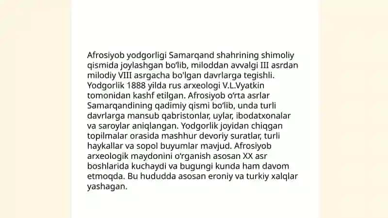 Afrosiyob yodgorligi o'rganilish tarixi 3