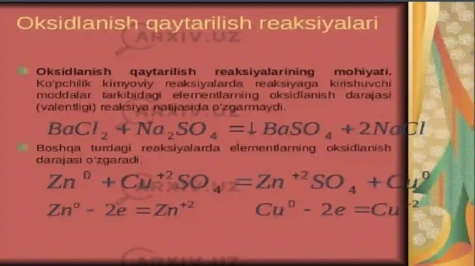 Oksidlanish qaytsrilish reaksiyalari 3