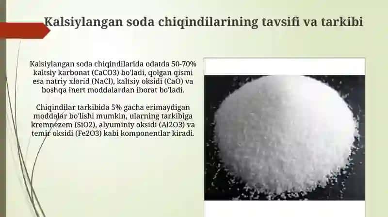 Kalsiylangan soda chiqindilarini zararli gazlardan tozalash 3