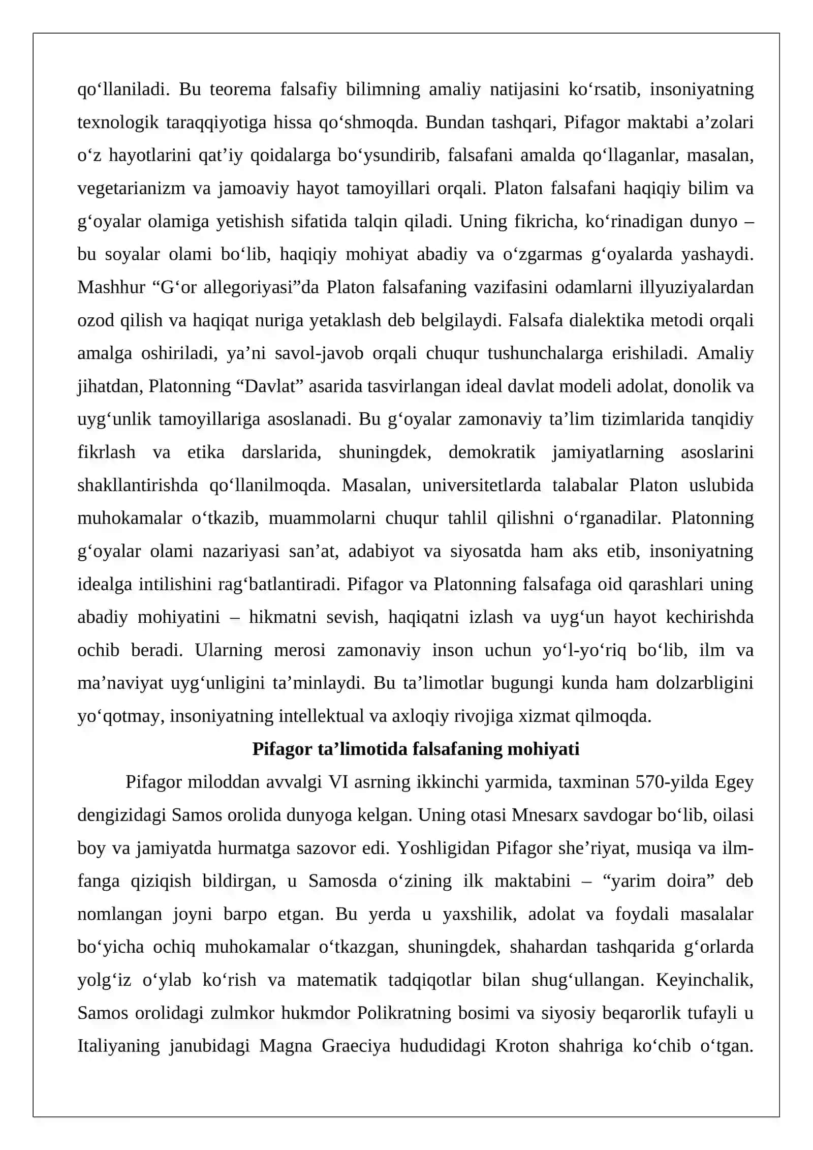 Pifagor va Platon qarashlarida falsafaning mohiyati 3