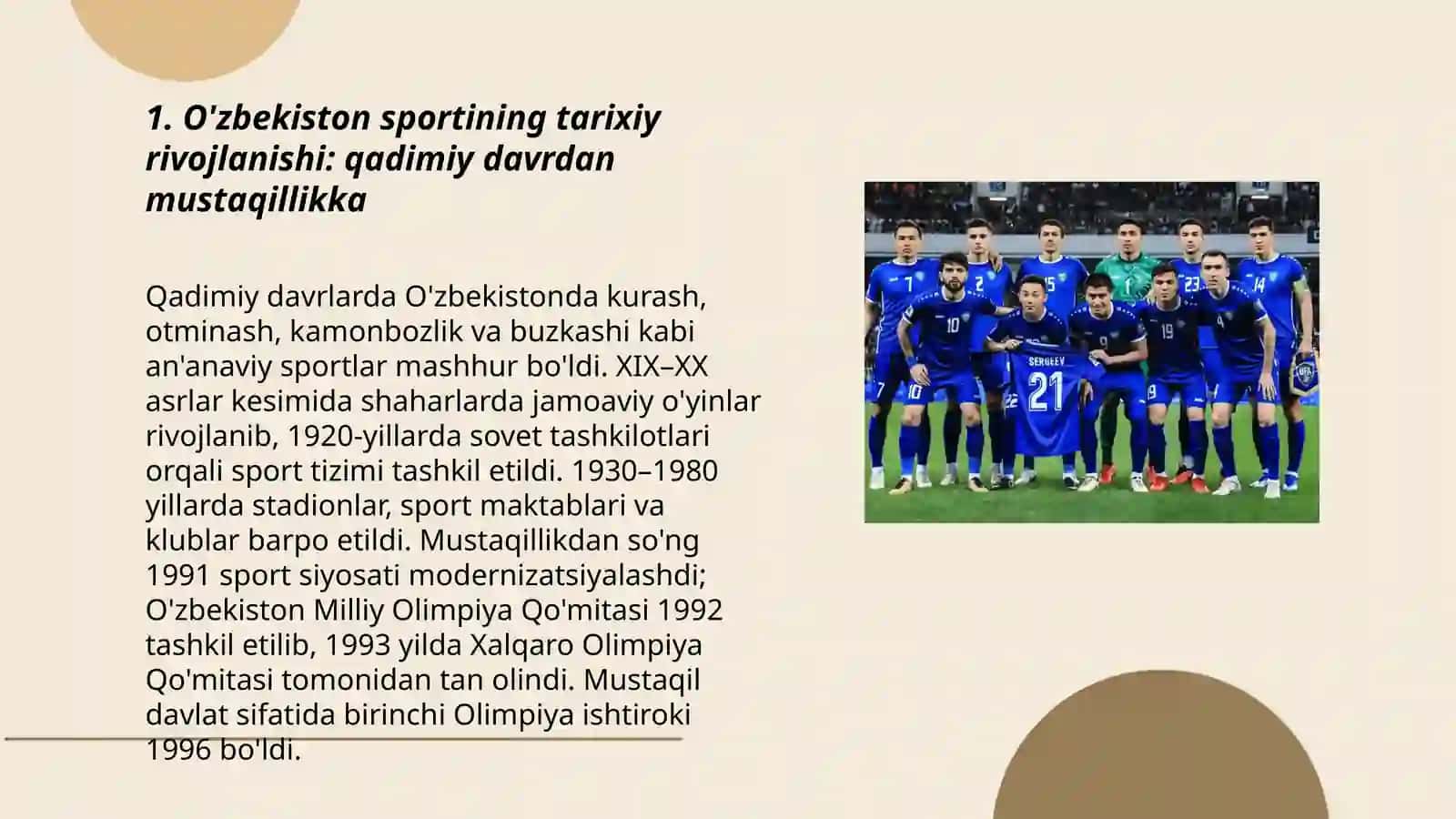 O'zbekiston sporti rivojlanishi, tarixi va natijalari 3