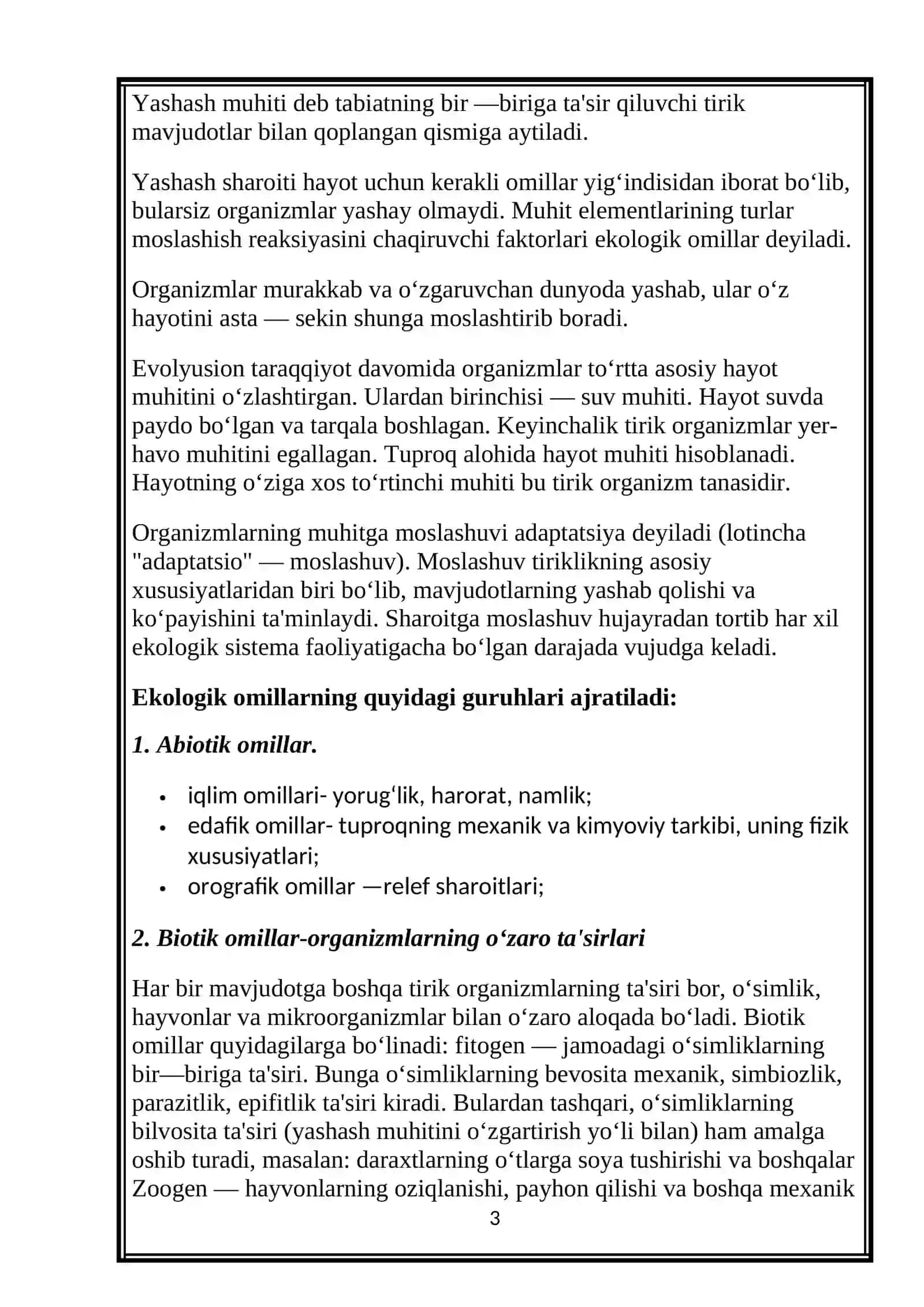 Nuriddinova Ma'muraxonning ekalogiya fanidan tayyorlagan 3