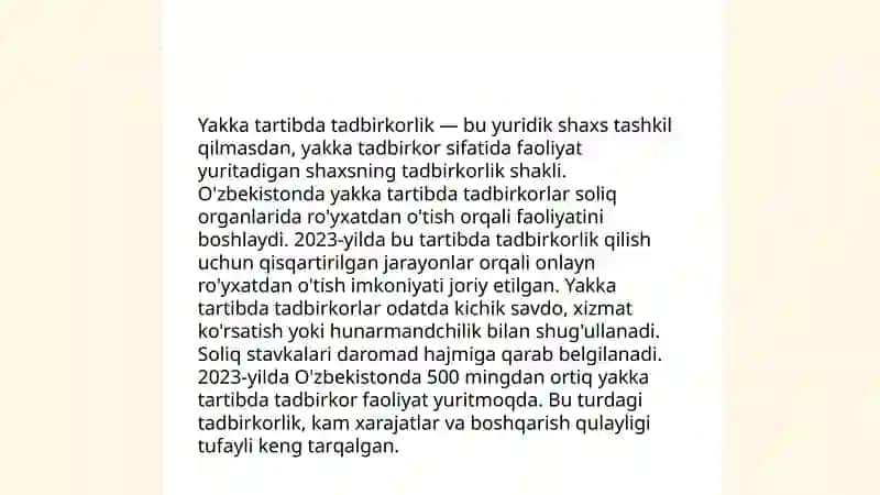 Yakka tartibda tadbirkorlarni davlat roʻyhatidan oʻtkazish va hisobga qoʻyish tartibi 3