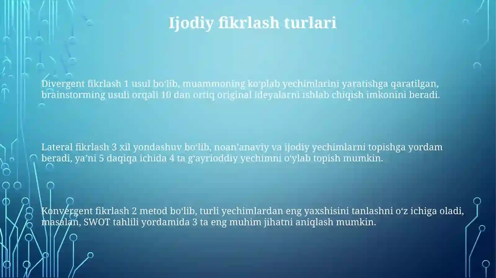 Kreaktiv fikrlash va uni rivojlantirish yollari 3