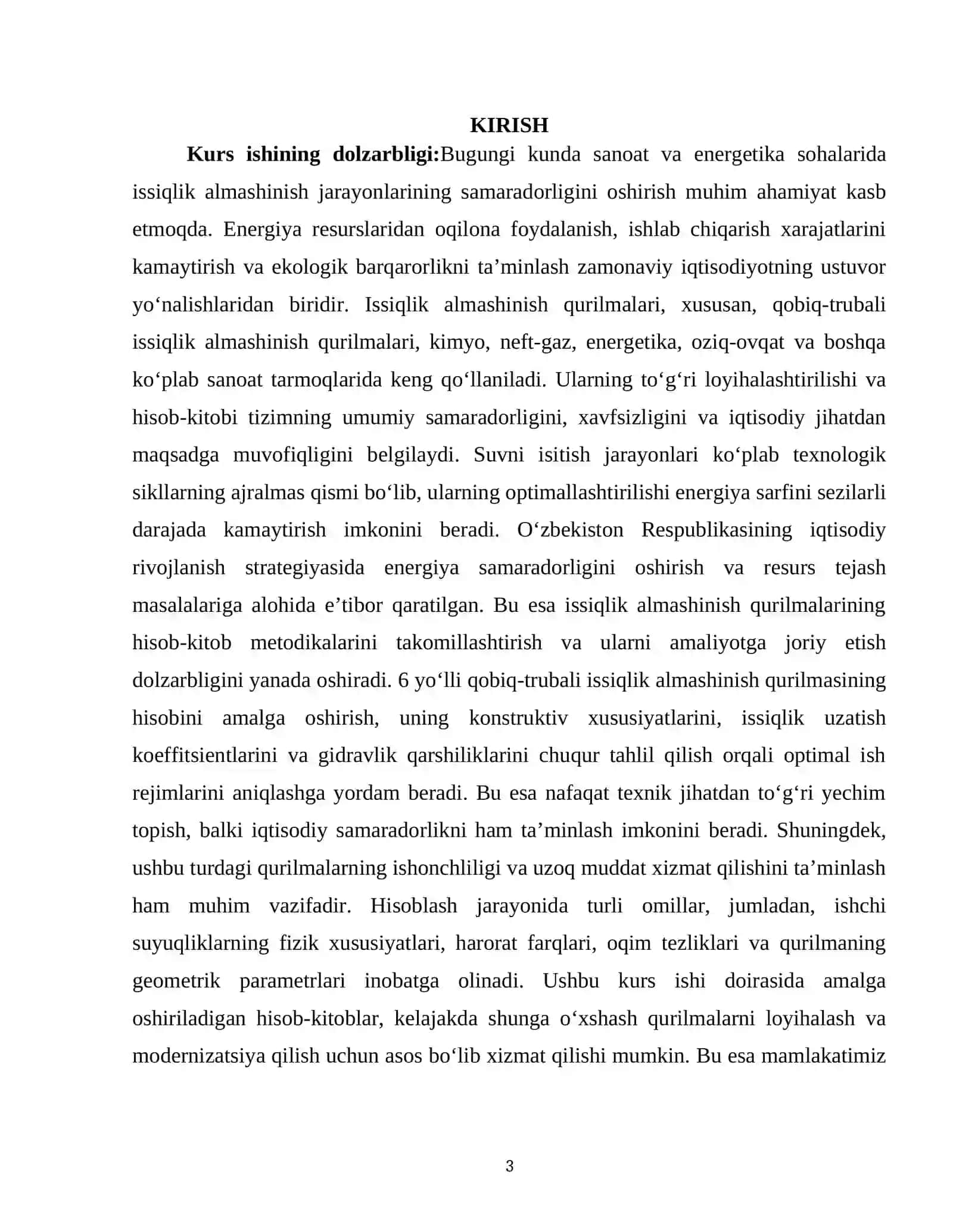 SUVNI ISITISH UCHUN 6 YO'LLI QOBIQ TRUBALI ISSIQLIK ALMASHINISH QURILMASI HISOBI 3