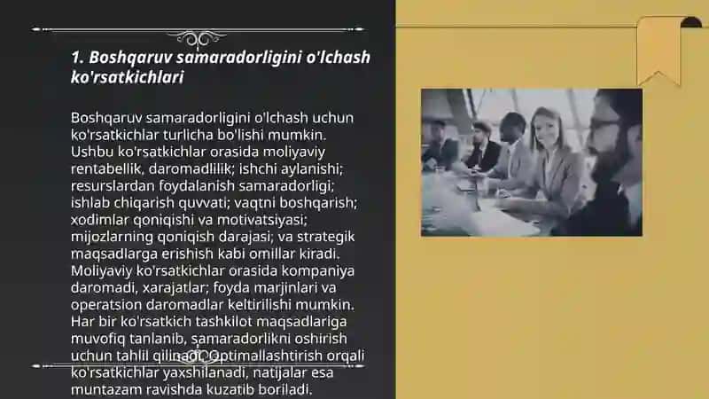 Biznes boshqaruvida tadbirkorlik faoliyatining o'lchov birliklari 3