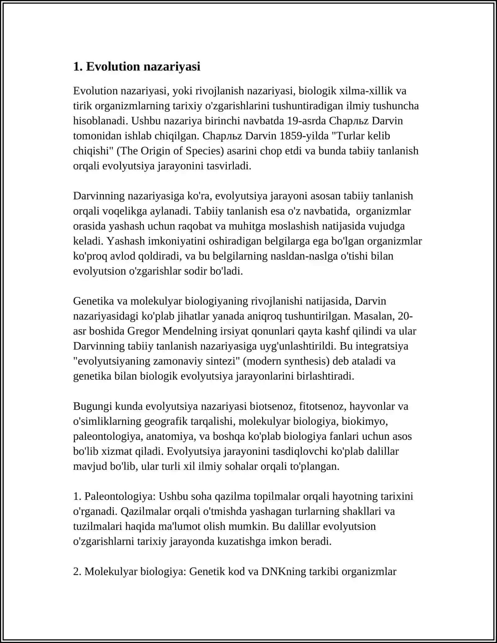 ULDAWLET EVOLUTSION TALIMOT VA UNING TAKOMILLASHTIRISH ASOSI CHORVA MOLLARI GENETIKASI ZOOINJENER MUTAXSSISLIGINI OLISHDA YURRITILADIGAN HUJATLAR VA FANLAR BLOKLARI 3