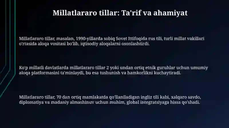 Millatlararo tillar 3