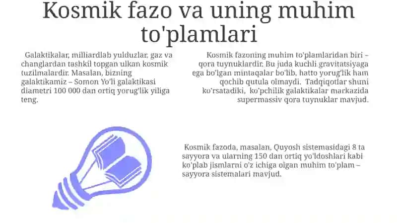 Kosmik fazo va uning muhim to'plamlari 3