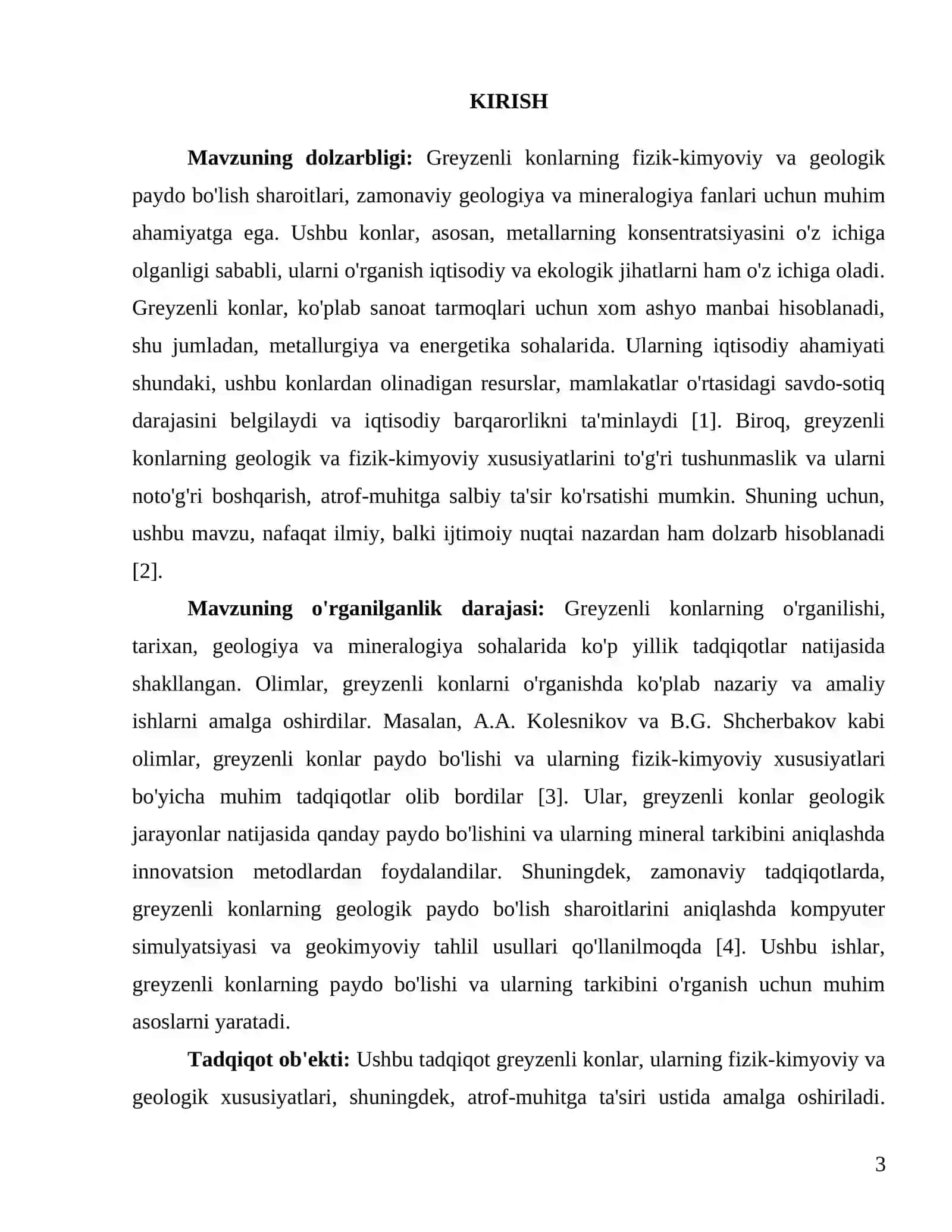 Greyzenli konlarning fizik-kimyoviy va geologik paydo bo'lish sharoitlari 3
