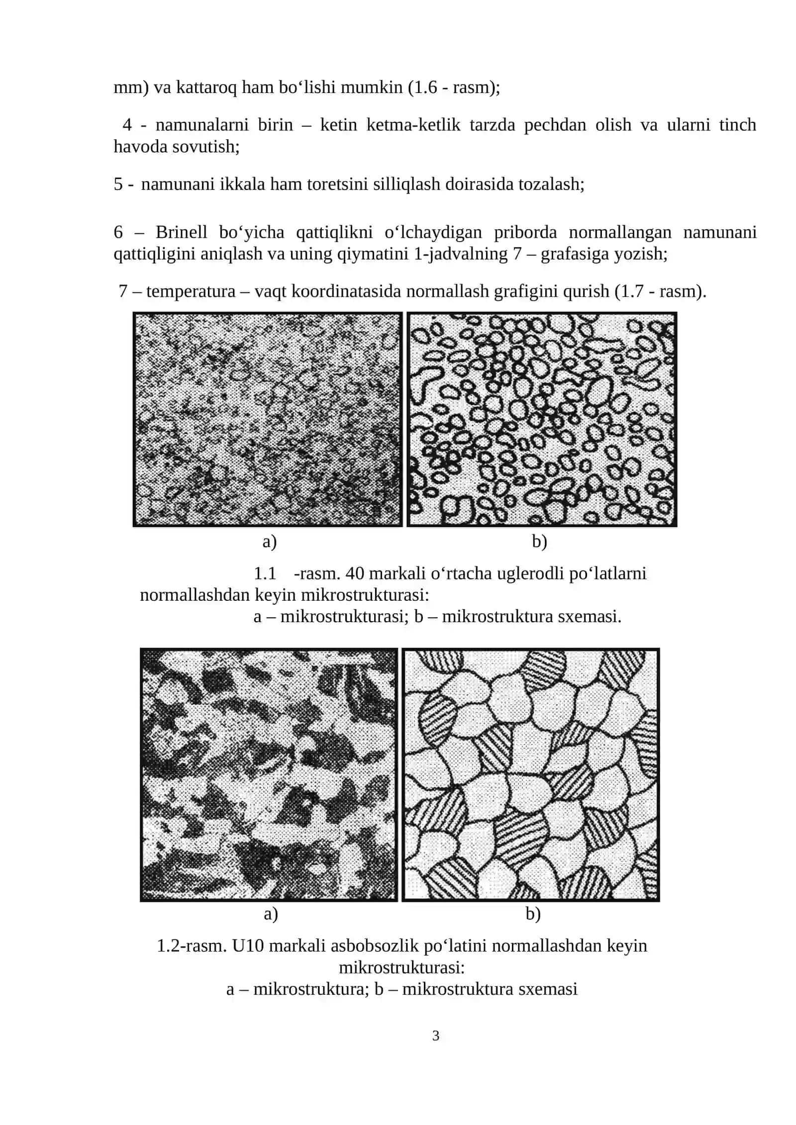 LABORATORIYA ISHI: UGLERODLI PO‘LATLARNI TERMIK ISHLASH (NORMALLASH) 3