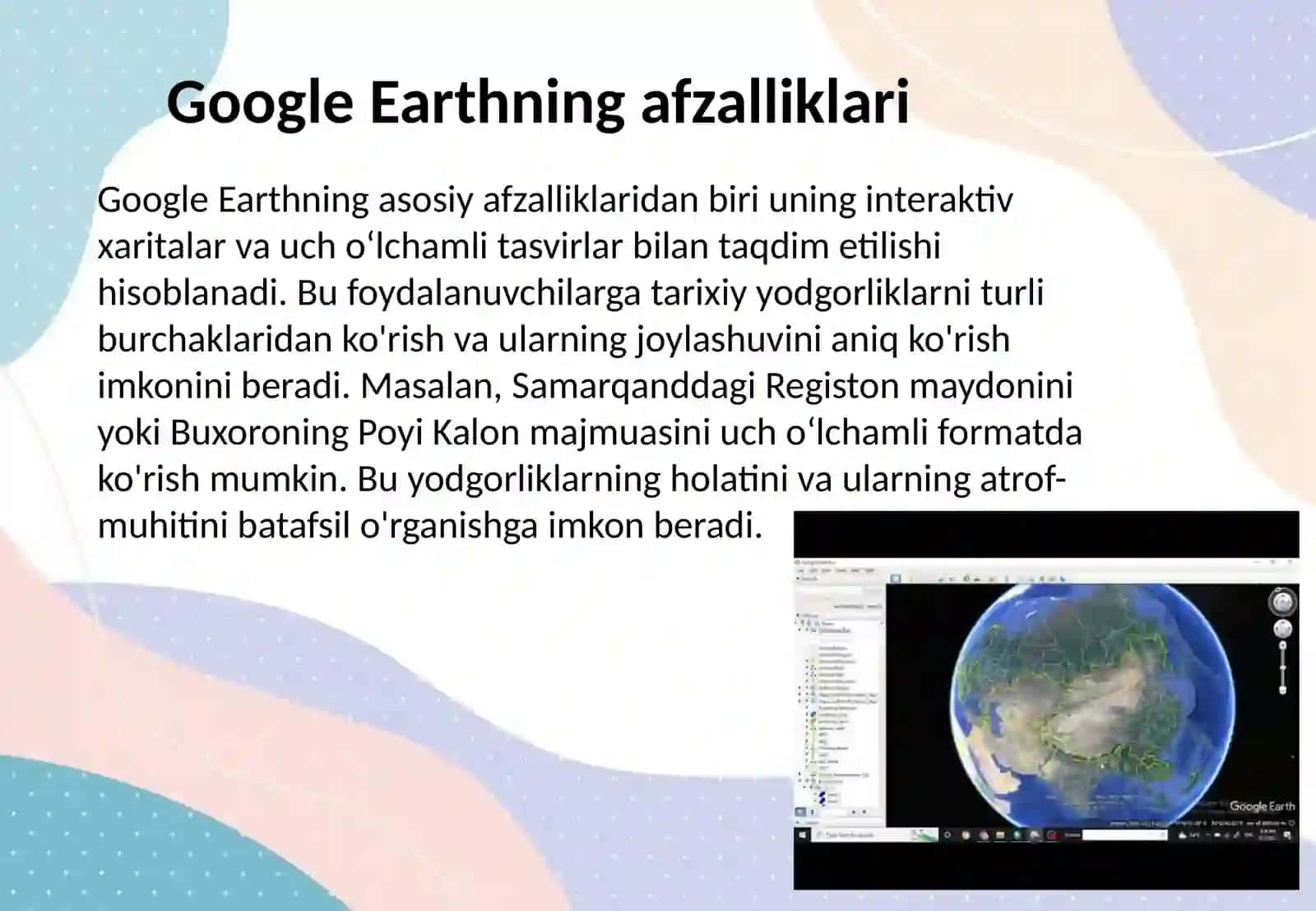 Google Earth dasturidan foydalangan holda tarixiy-madaniiy yodgorliklarni aniqlash (hududlar kesimida) 3