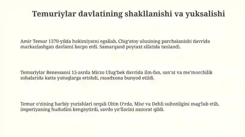 Temuriylar davlati madaniyati va tarixi 3