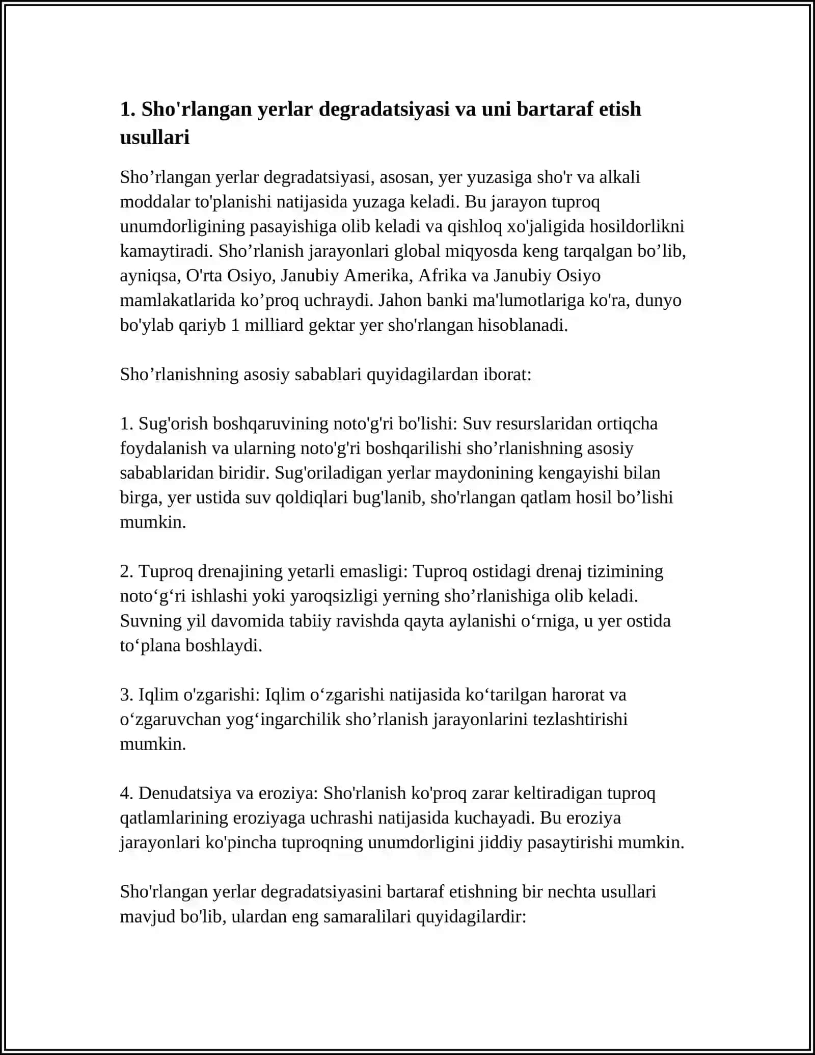 SHO‘RLANGAN YERLARDA DASTLABKI O‘ZLASHTIRISH EKINLARINI YETISHTIRISH TEXNOLOGIYALARI 3